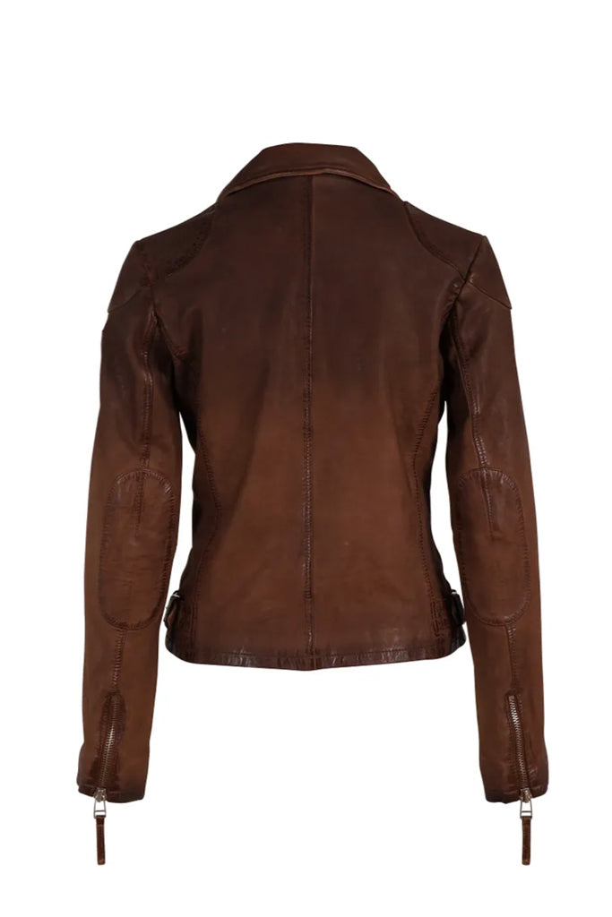 Karyn Leather Jacket - Coffee by Mauritius — alternate view