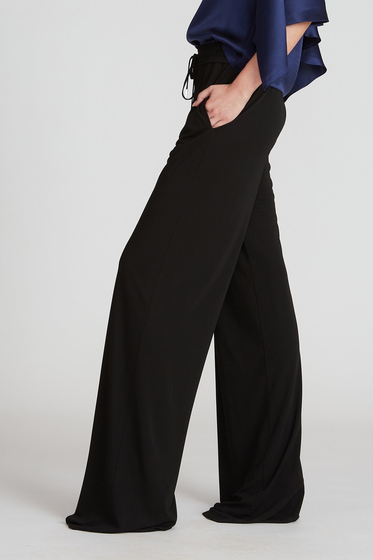 Katelyn Jersey Pant - Black by Halston — view 5