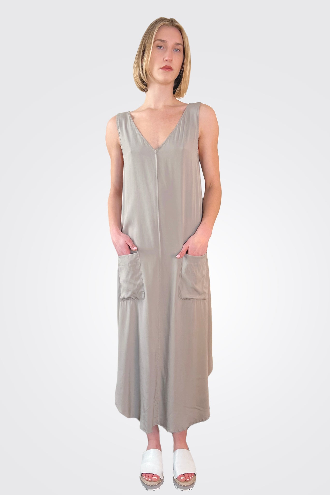 Silk Satin Dress - Vintage Khaki by Kristensen — alternate view