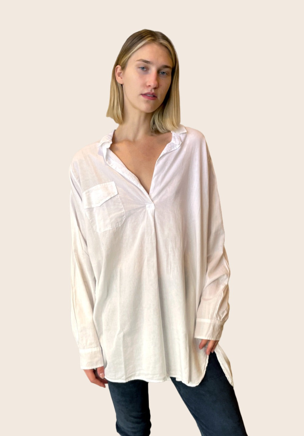 Oversized Blouse - White by Kristensen | 25 South Boutiques