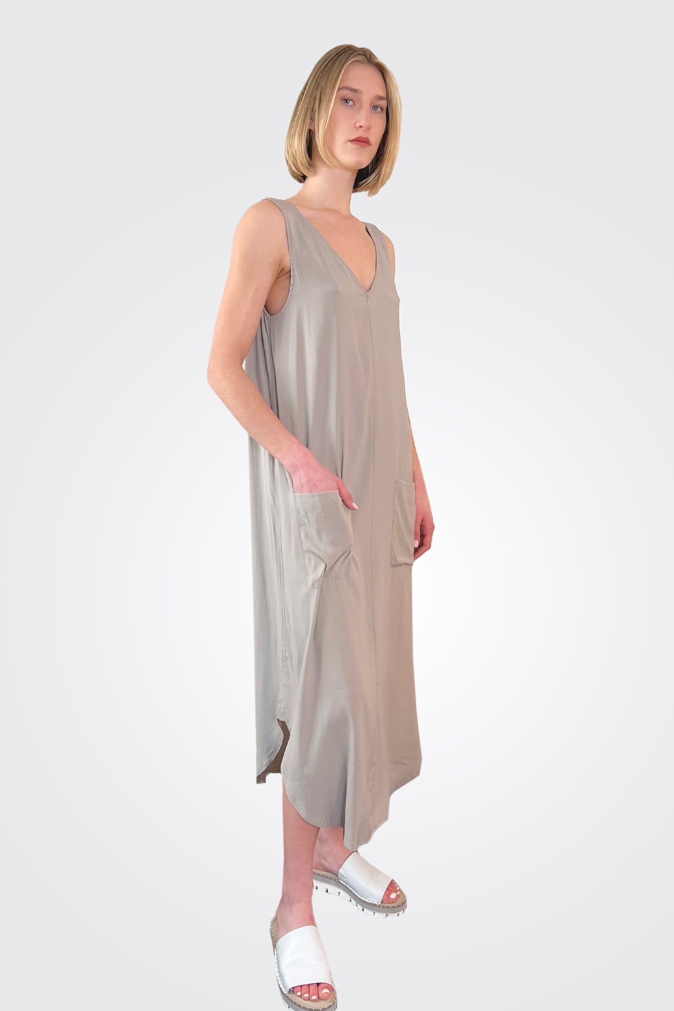 Silk Satin Dress - Vintage Khaki by Kristensen | 25 South Boutiques