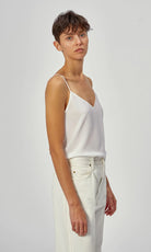 Layla Silk Cami - Bright White by Equipment — view 3