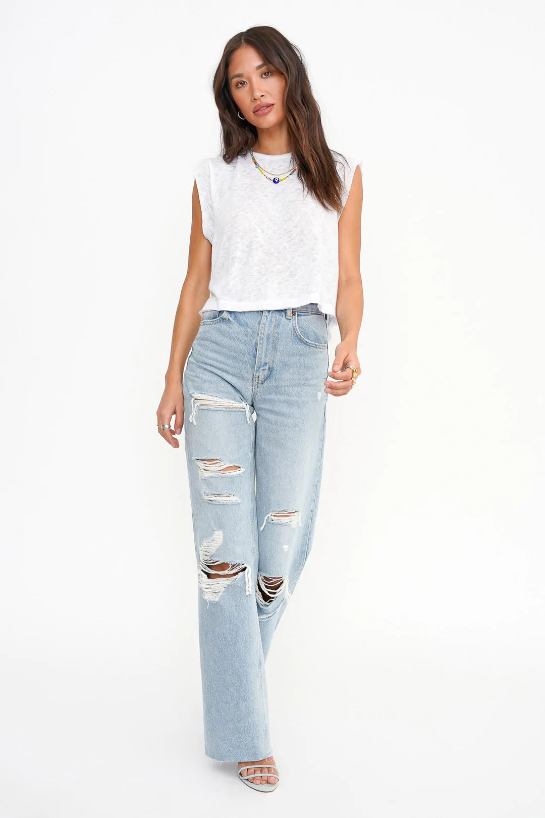 Lead On Tie Back Tee - White by Project Social T — view 3