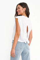 Lead On Tie Back Tee - White by Project Social T — alternate view