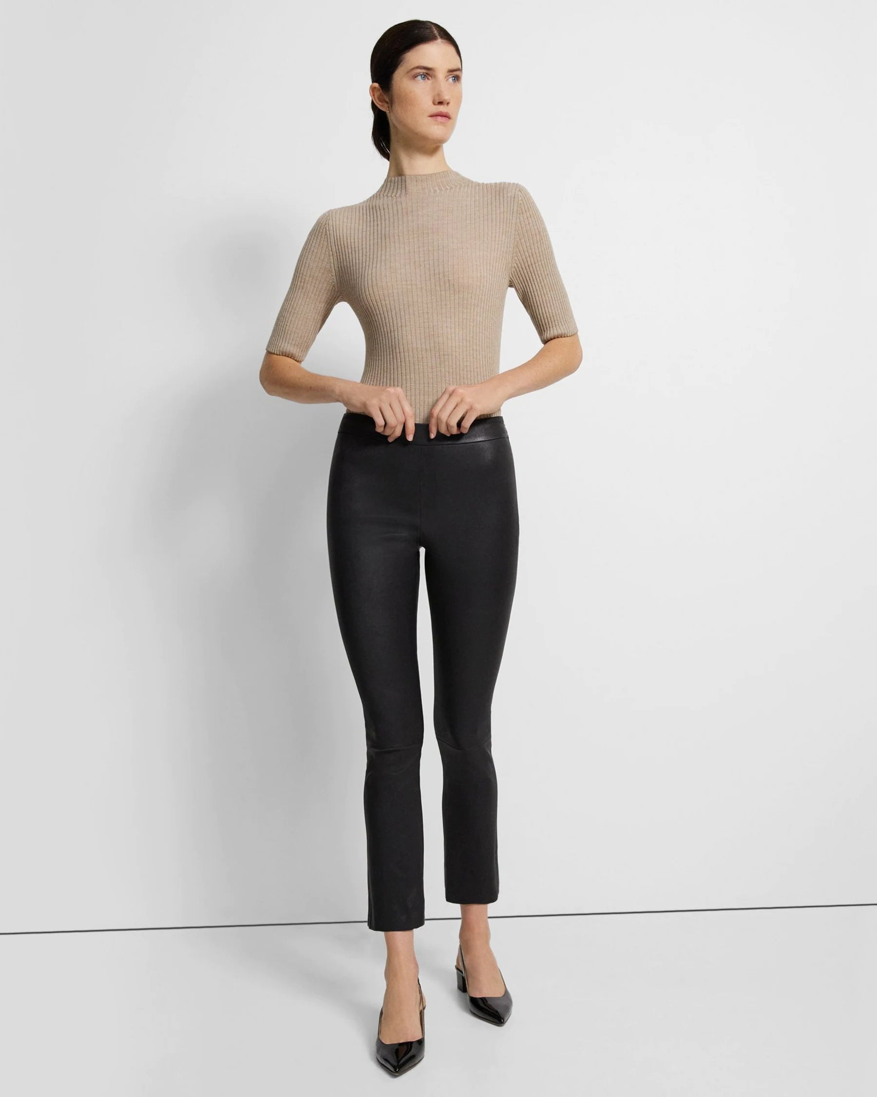 Leather Slim Kick Pant - Black by Theory | 25 South Boutiques