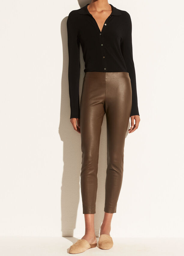Leather Stitch Front Legging - Olivewood by Vince — alternate view