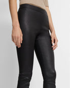 Leather Slim Kick Pant - Black by Theory — view 3