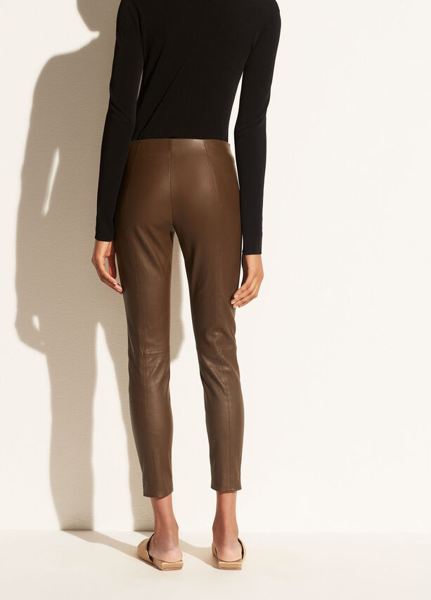 Leather Stitch Front Legging - Olivewood by Vince — view 4