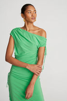 Lenia Stretch Jersey Dress - Citrus Green by Halston — view 4