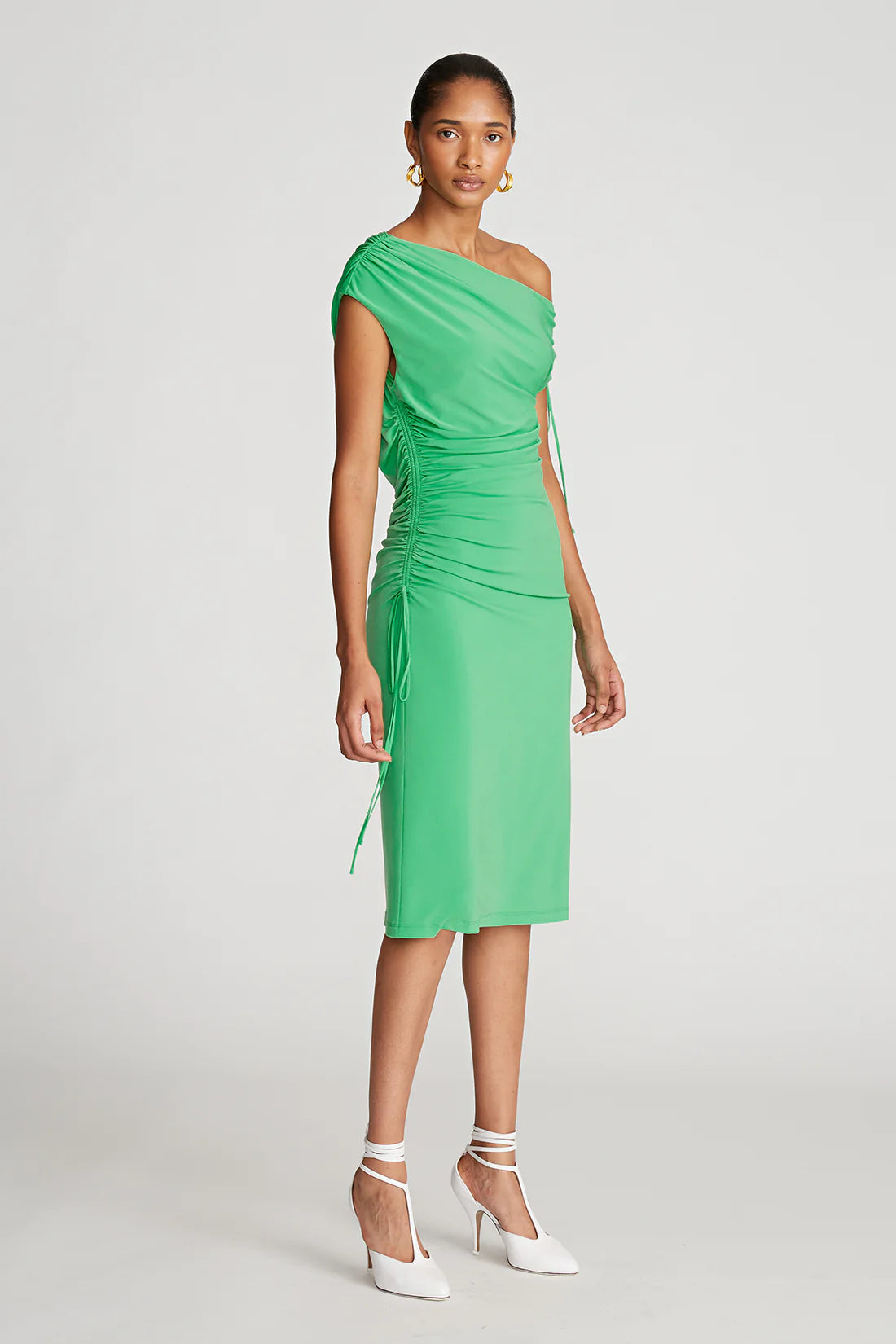 Lenia Stretch Jersey Dress - Citrus Green by Halston — view 5