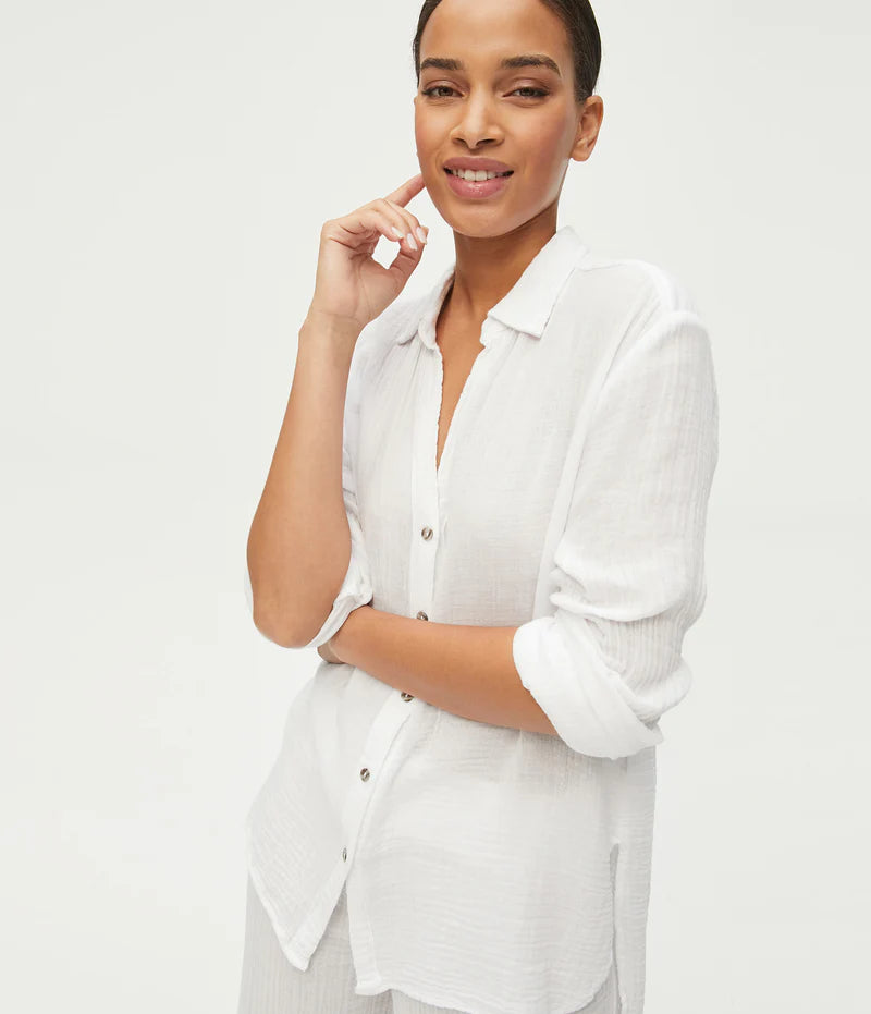 Leo Button Down Top - White by Michael Stars | 25 South Boutiques