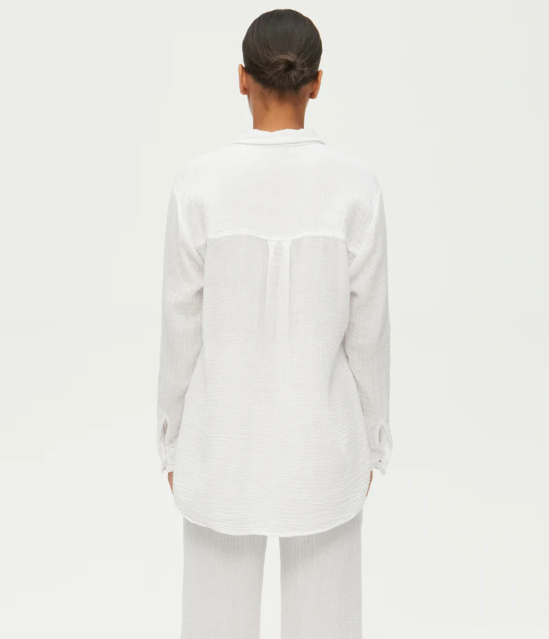 Leo Button Down Top - White by Michael Stars — view 3