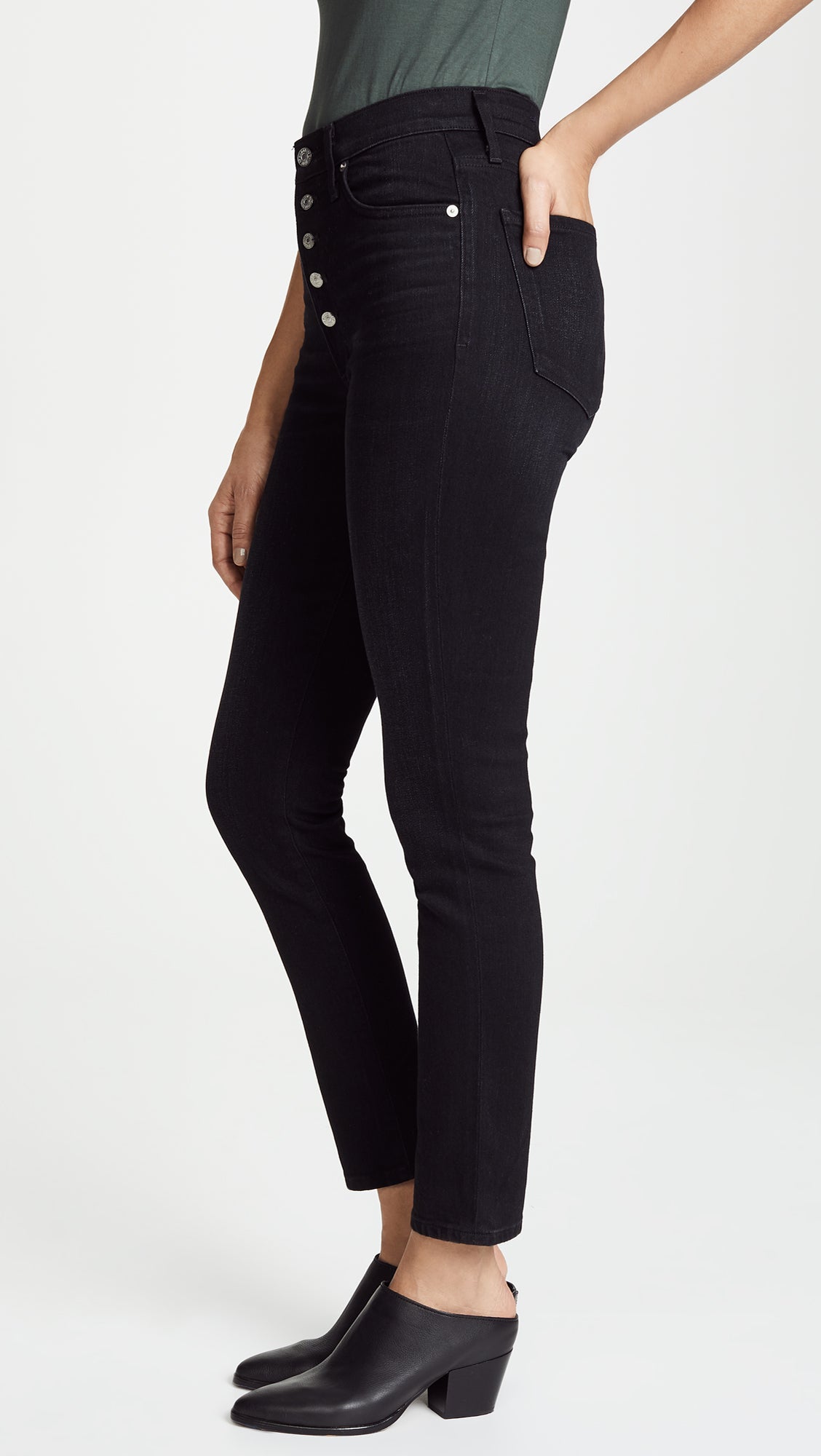 Olivia Exposed Fly High Rise Skinny Ankle - Licorice by Citizens of Humanity — view 3
