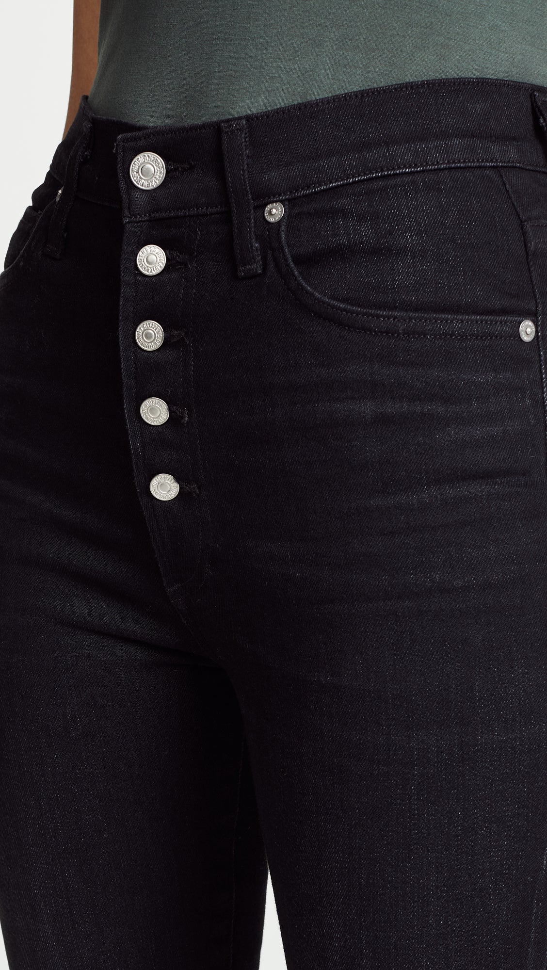 Olivia Exposed Fly High Rise Skinny Ankle - Licorice by Citizens of Humanity — view 5
