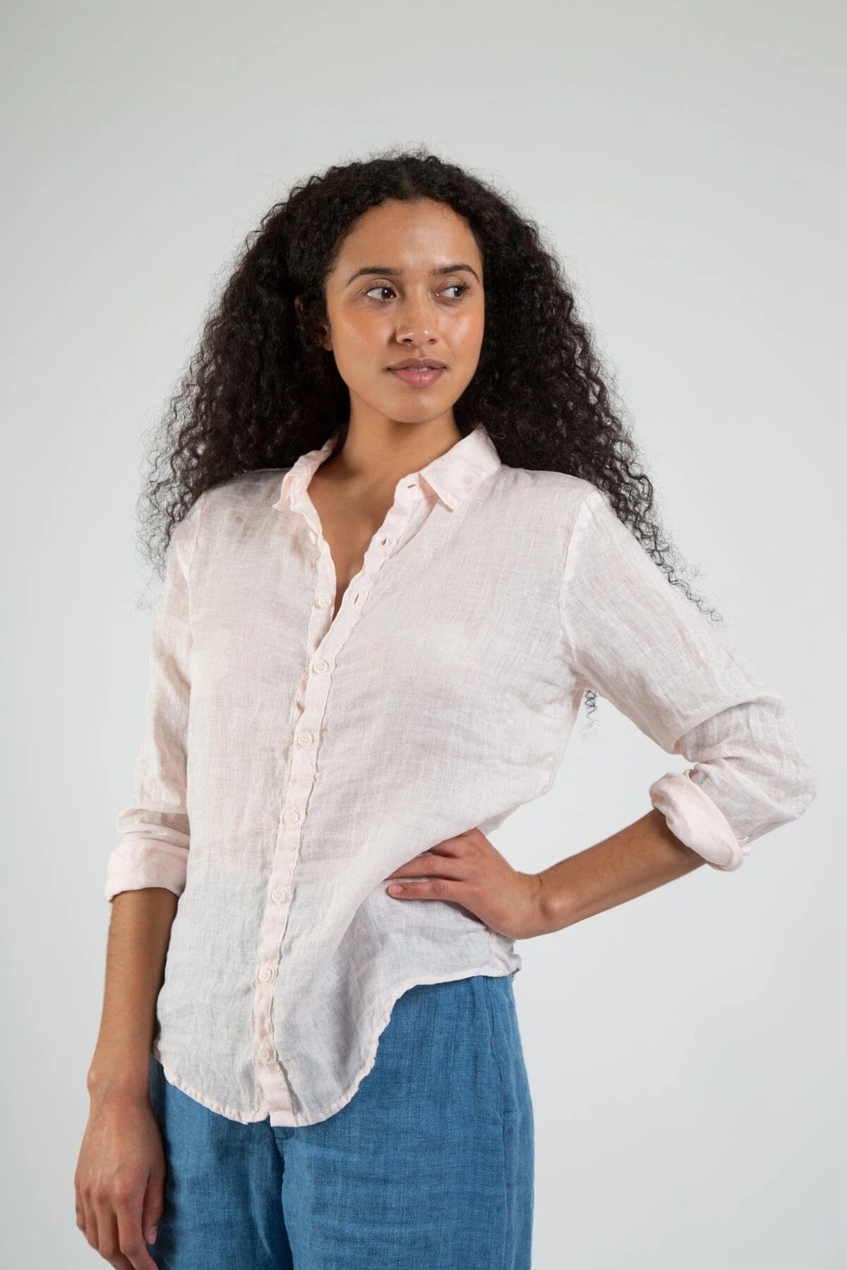 Romy Linen Shirt - Light Pink by CP Shades | 25 South Boutiques