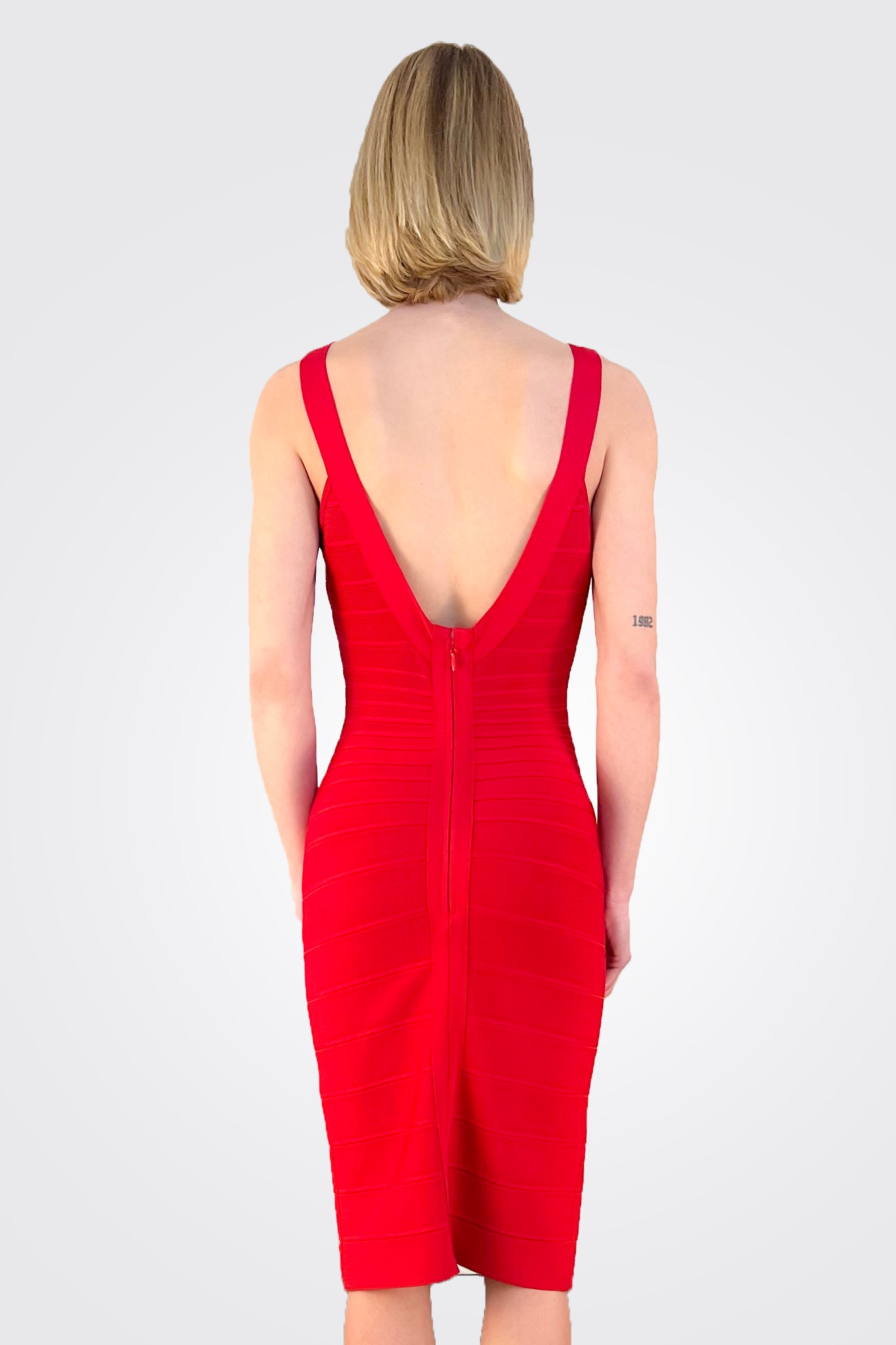 Sadie Bandage Mini Dress - Lipstick Red by Herve Leger — view 3