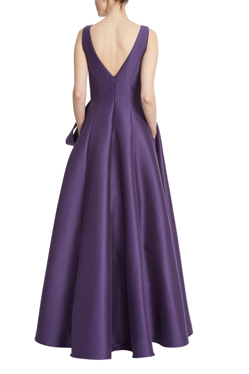 Loop Bow Ballgown - Eggplant by Badgley Mischka — view 3