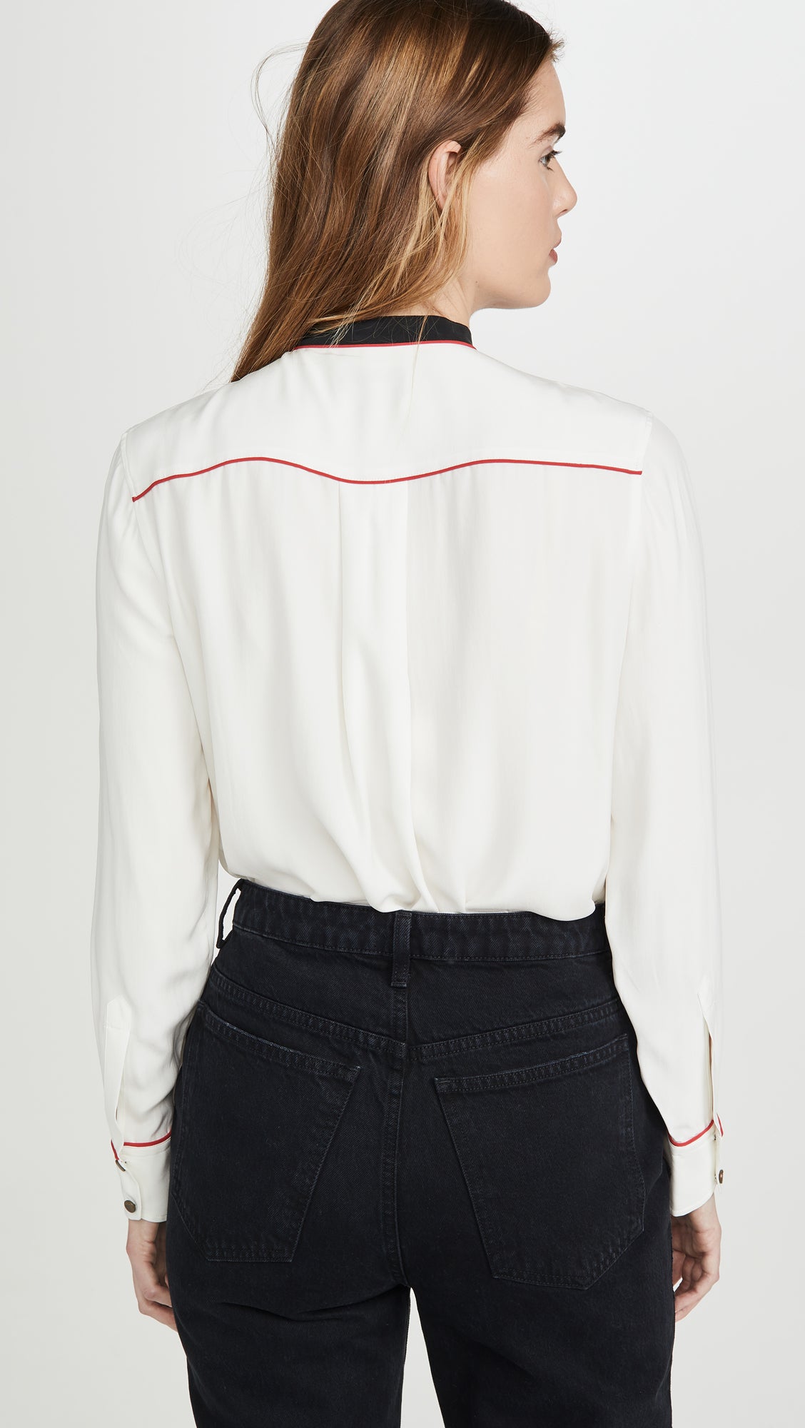 Luca Silk Mandarin Collar Blouse - Marshmellow by Rag & Bone — alternate view