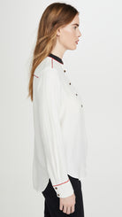 Luca Silk Mandarin Collar Blouse - Marshmellow by Rag & Bone — view 3