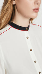 Luca Silk Mandarin Collar Blouse - Marshmellow by Rag & Bone — view 4