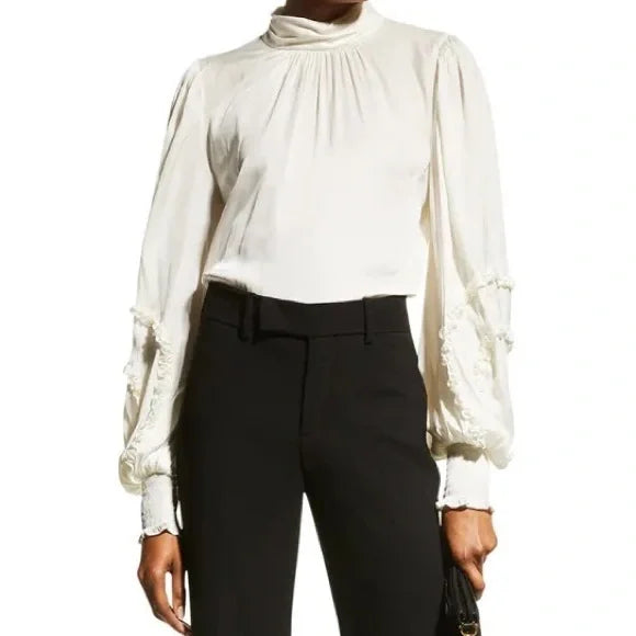 Carissa Mock Neck Blouse - Cream by Ramy Brook — alternate view