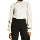 Carissa Mock Neck Blouse - Cream by Ramy Brook — alternate view