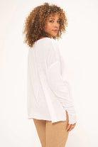 Mae Textured Relaxed V Neck L/S - White by Project Social T — alternate view