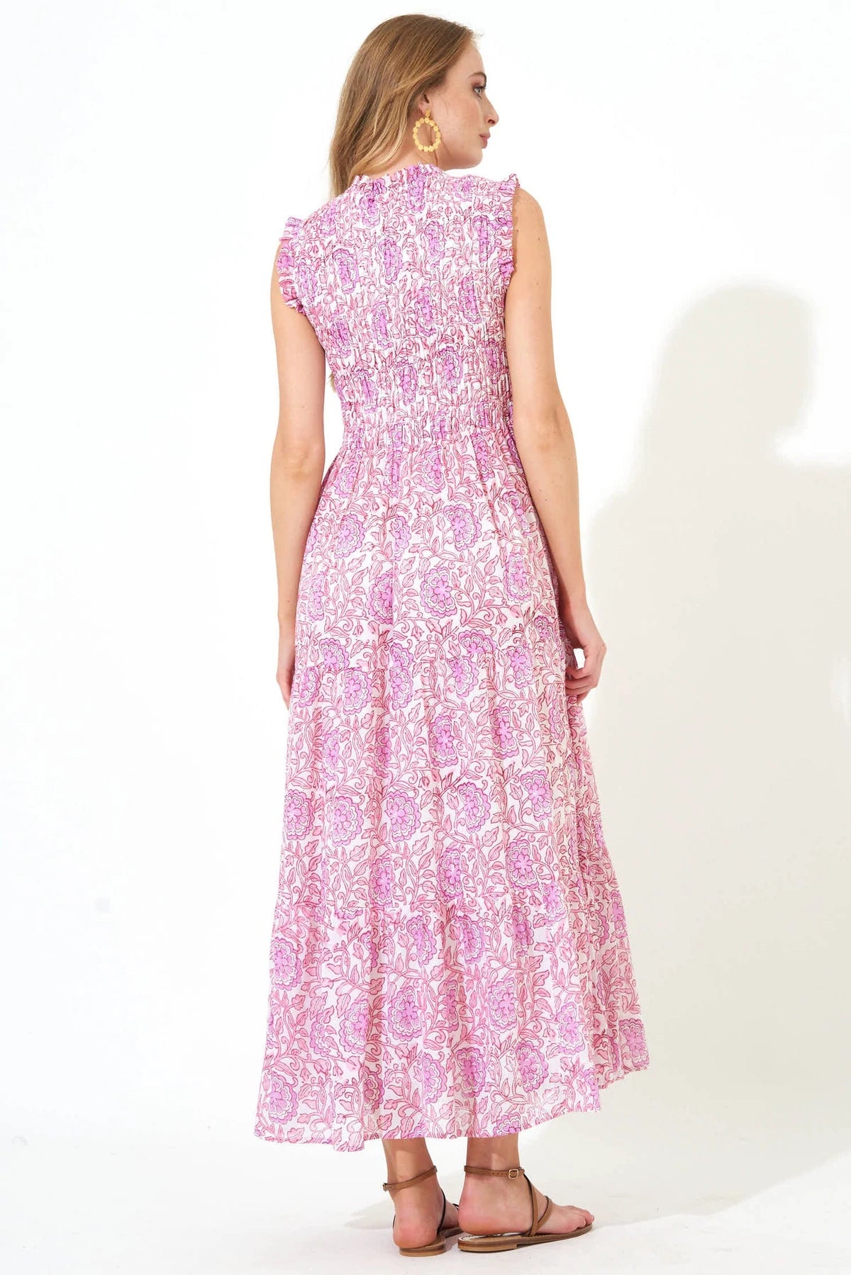 Sleeveless Smocked Maxi - Malta Pink by Oliphant — alternate view