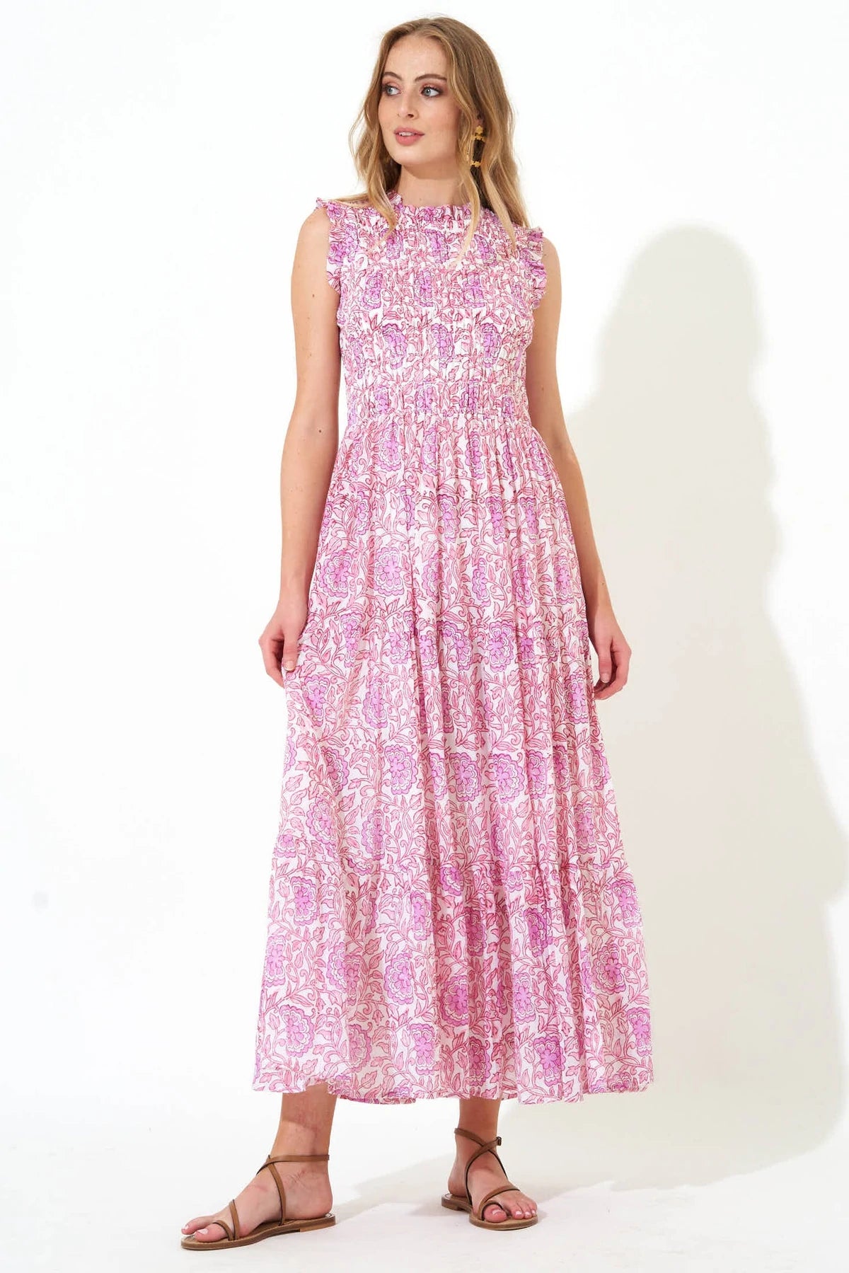 Sleeveless Smocked Maxi - Malta Pink by Oliphant | 25 South Boutiques