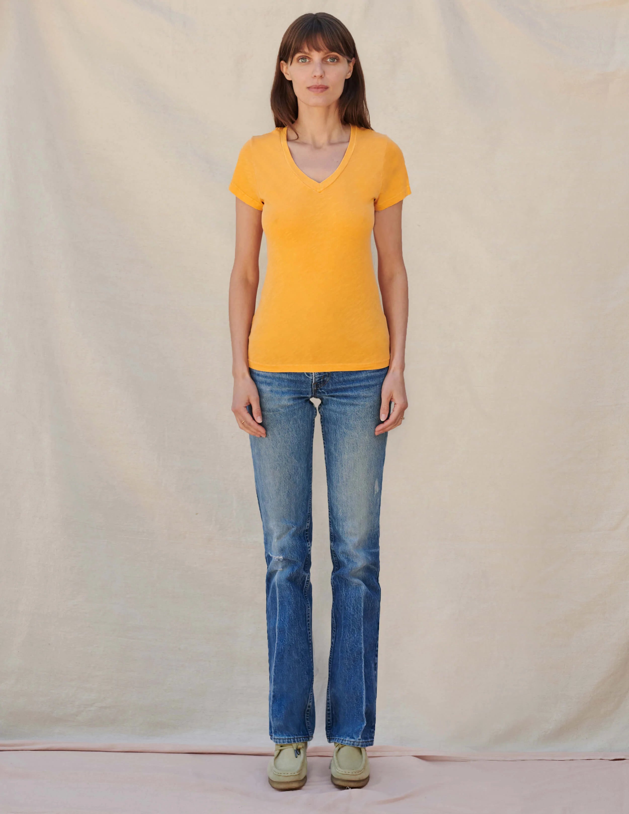V Neck Tee - Pigment Mango by Sundry — alternate view