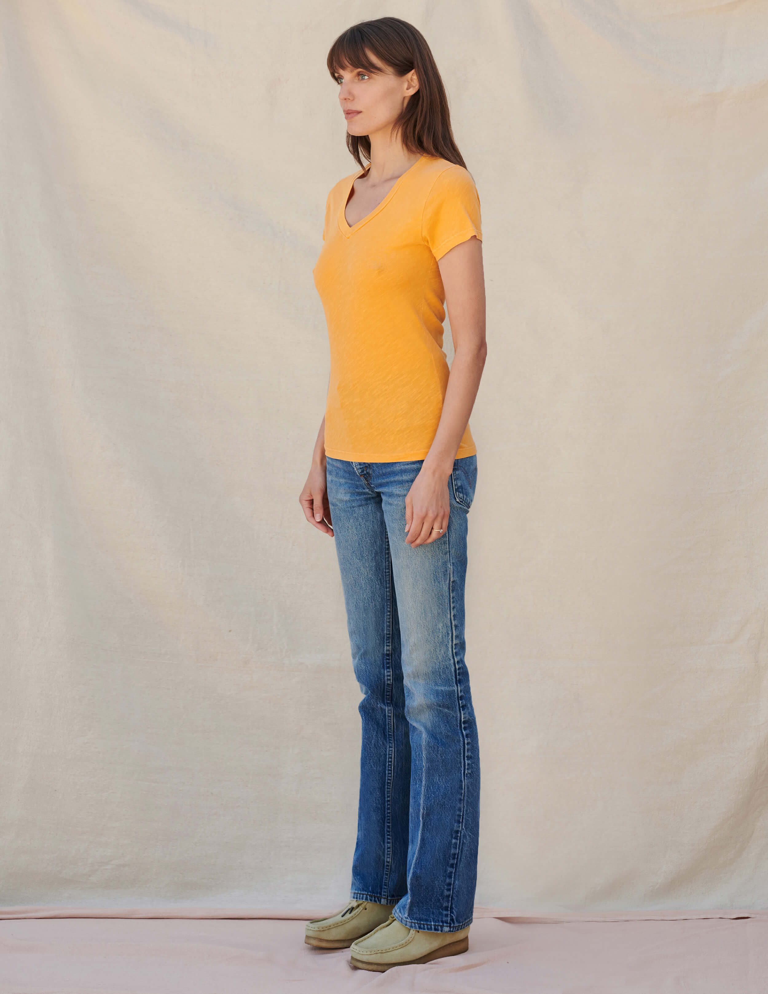 V Neck Tee - Pigment Mango by Sundry — view 3