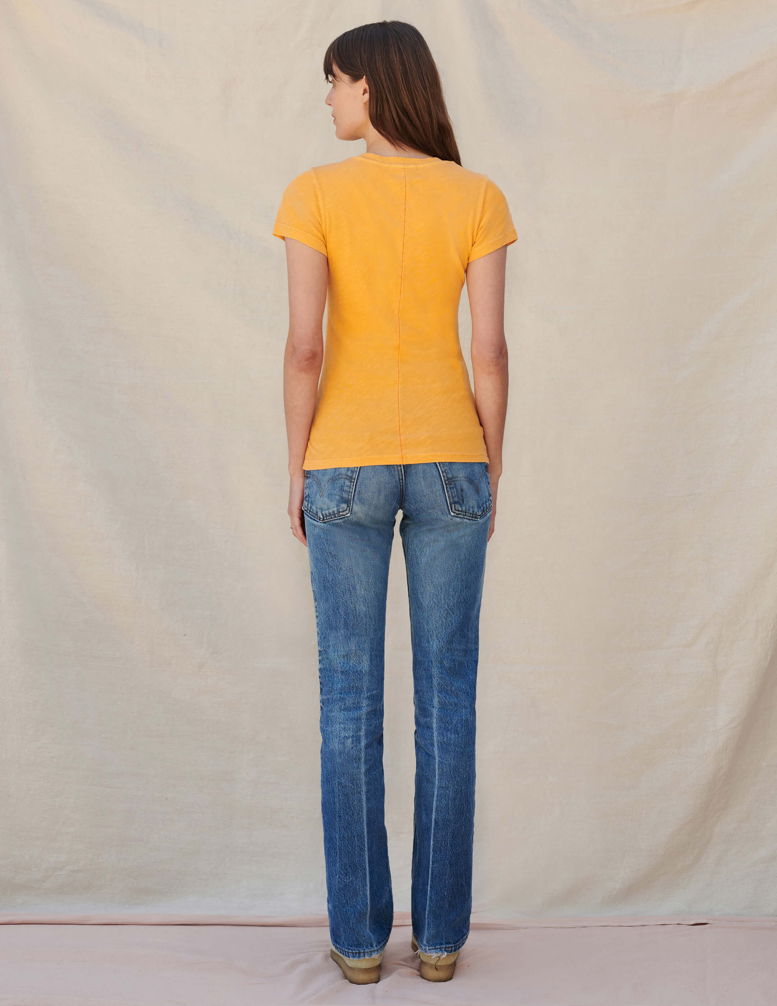 V Neck Tee - Pigment Mango by Sundry — view 4