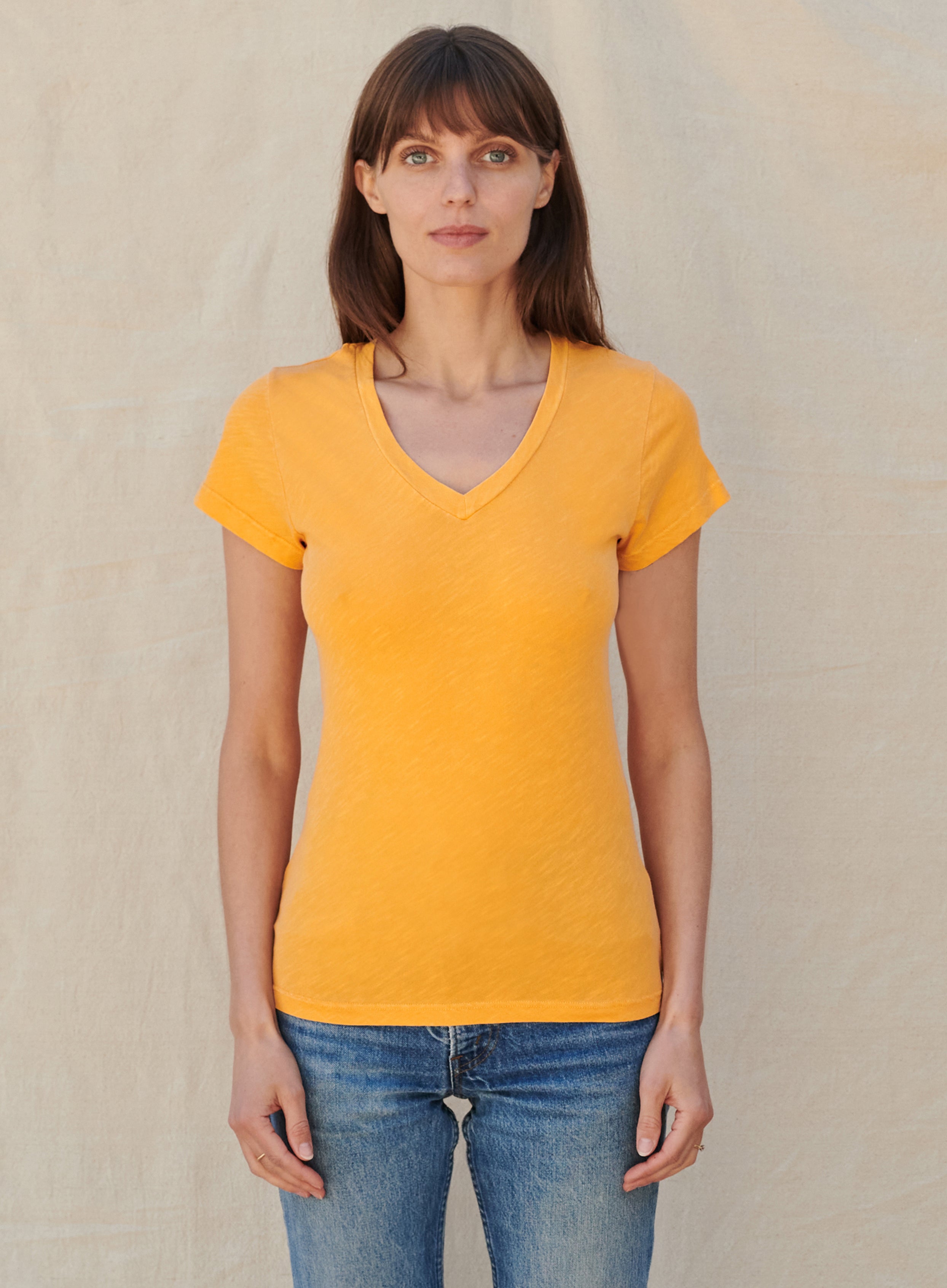 V Neck Tee - Pigment Mango by Sundry | 25 South Boutiques