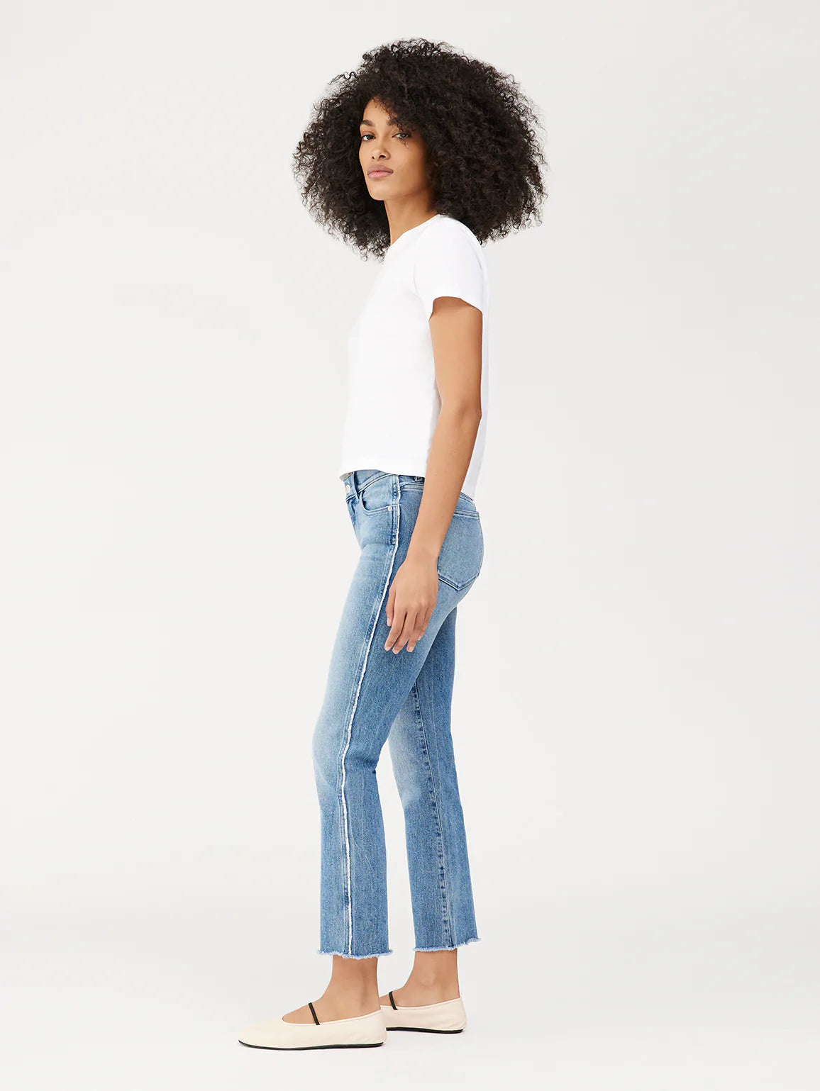 Mara Straight Mid Rise - Dark Riviera Frayed by DL1961 — view 3