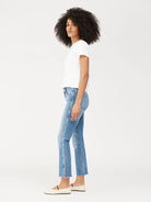 Mara Straight Mid Rise - Dark Riviera Frayed by DL1961 — view 3
