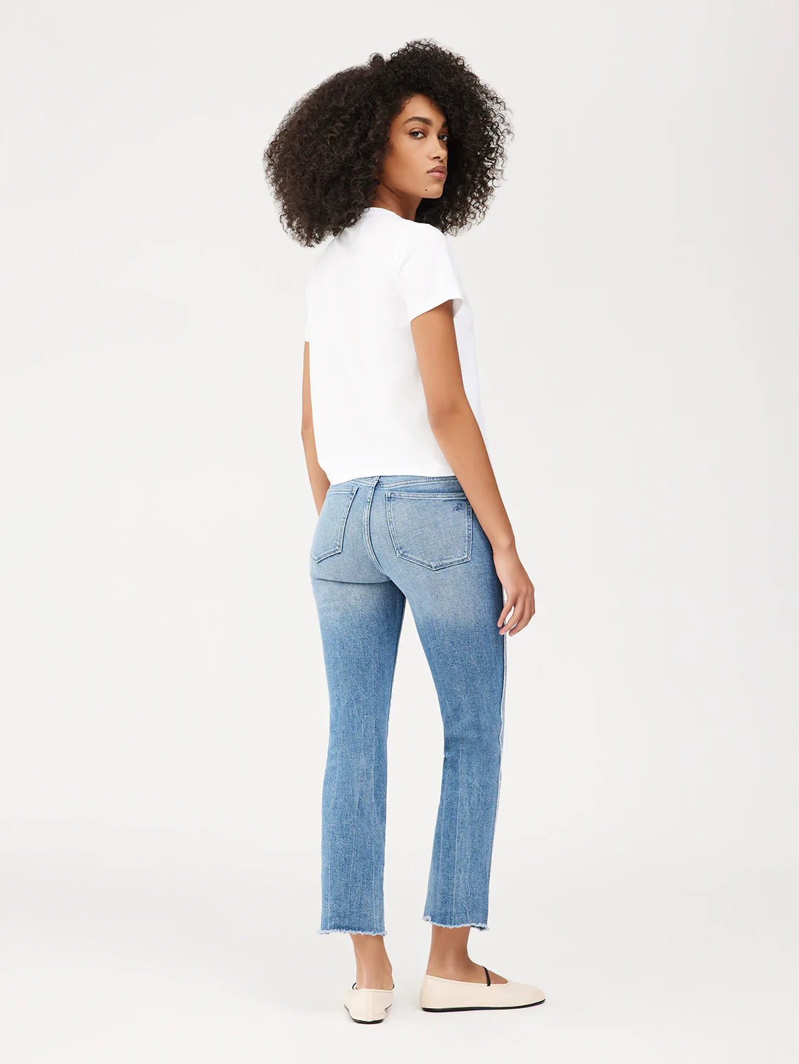 Mara Straight Mid Rise - Dark Riviera Frayed by DL1961 — view 4