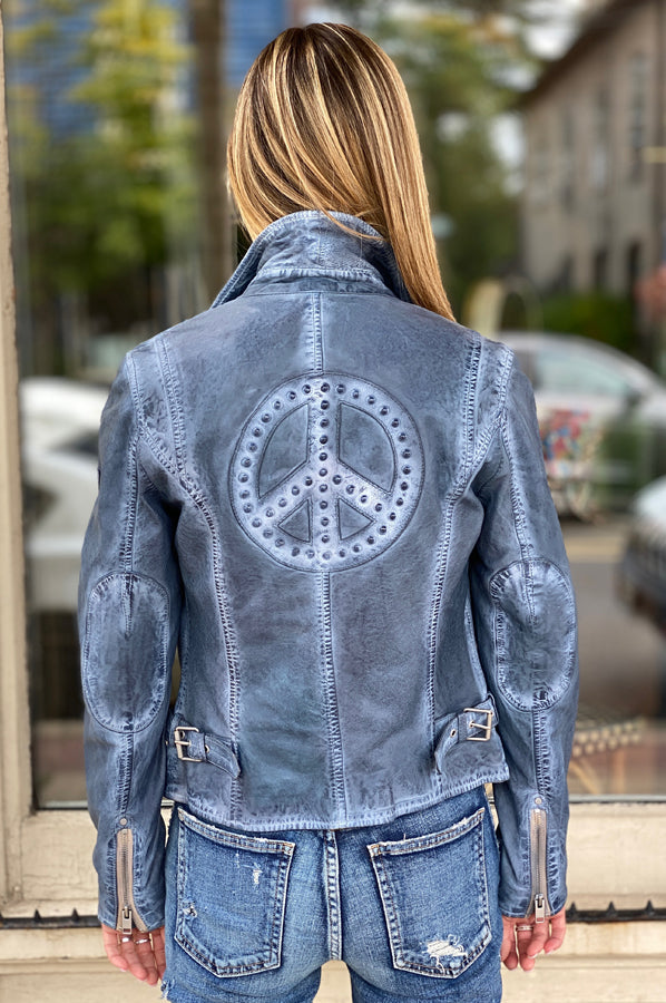Maysie Peace Leather Jacket - Sky by Mauritius — alternate view