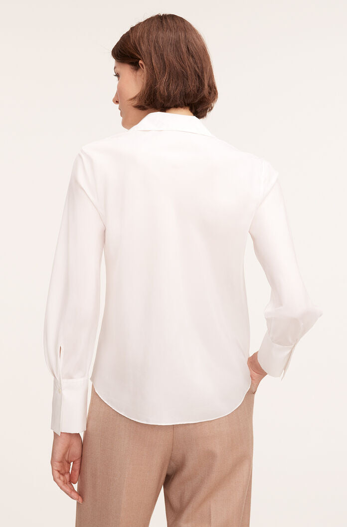 Silk Long Sleeve Button Front Shirt - Milk by Rebecca Taylor — alternate view