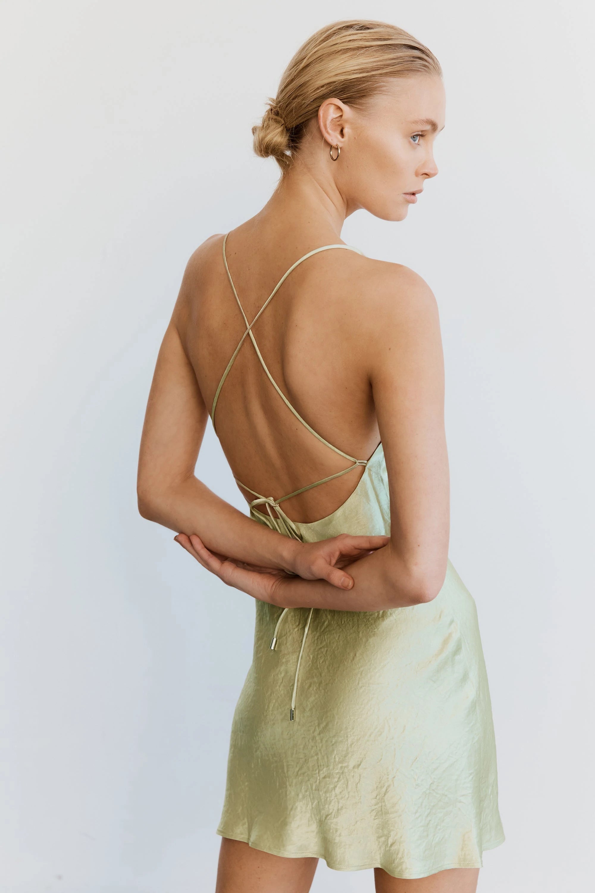 Crush Bias Cowl Mini Slip Dress - Apple by Third Form — alternate view