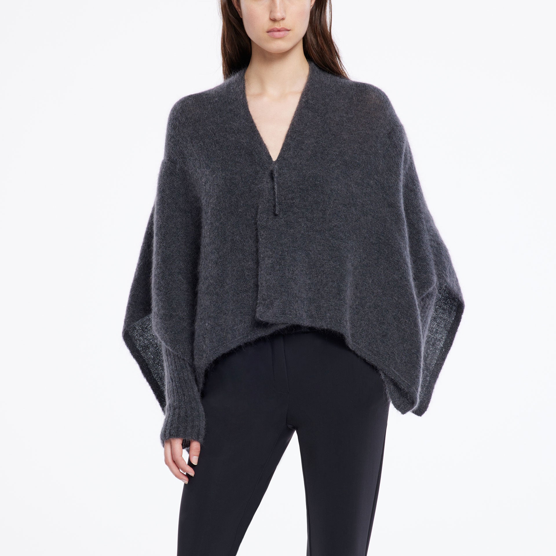Poncho w/ Sleeves- Dark Grey by Sarah Pacini | 25 South Boutiques