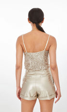 Monet Cami - Pale Gold Sequin by Generation Love — view 3