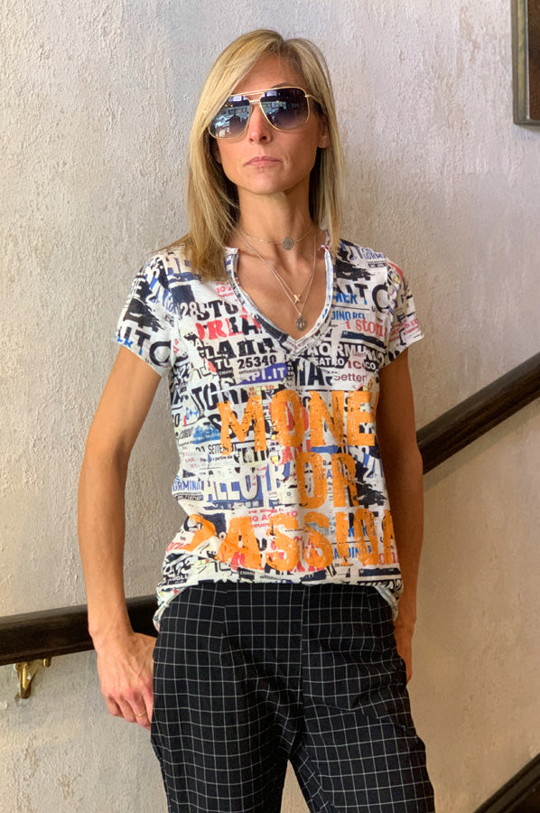 V Neck Tee - Money or Passion by Printed Artworks | 25 South Boutiques