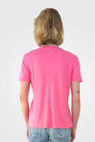Cotton Modal Relaxed V Neck Tee - Azalea by Monrow — alternate view