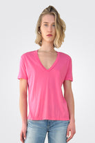 Cotton Modal Relaxed V Neck Tee - Azalea by Monrow | 25 South Boutiques