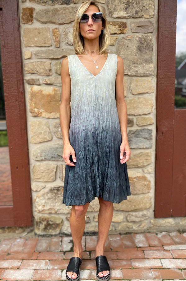 V Neck Dress - Moon / Black by Viviana Uchitel | 25 South Boutiques