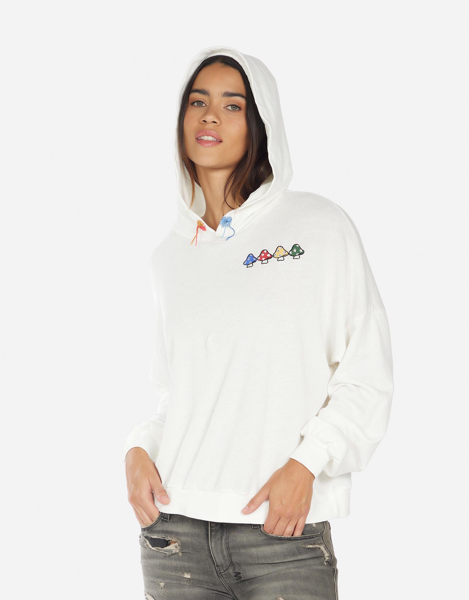 Anissa Mushroom Happyface Hoodie - Milk by Lauren Moshi — view 4