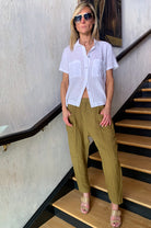 Short Sleeve Button Down Shirt - White by Transit Par-Such — alternate view