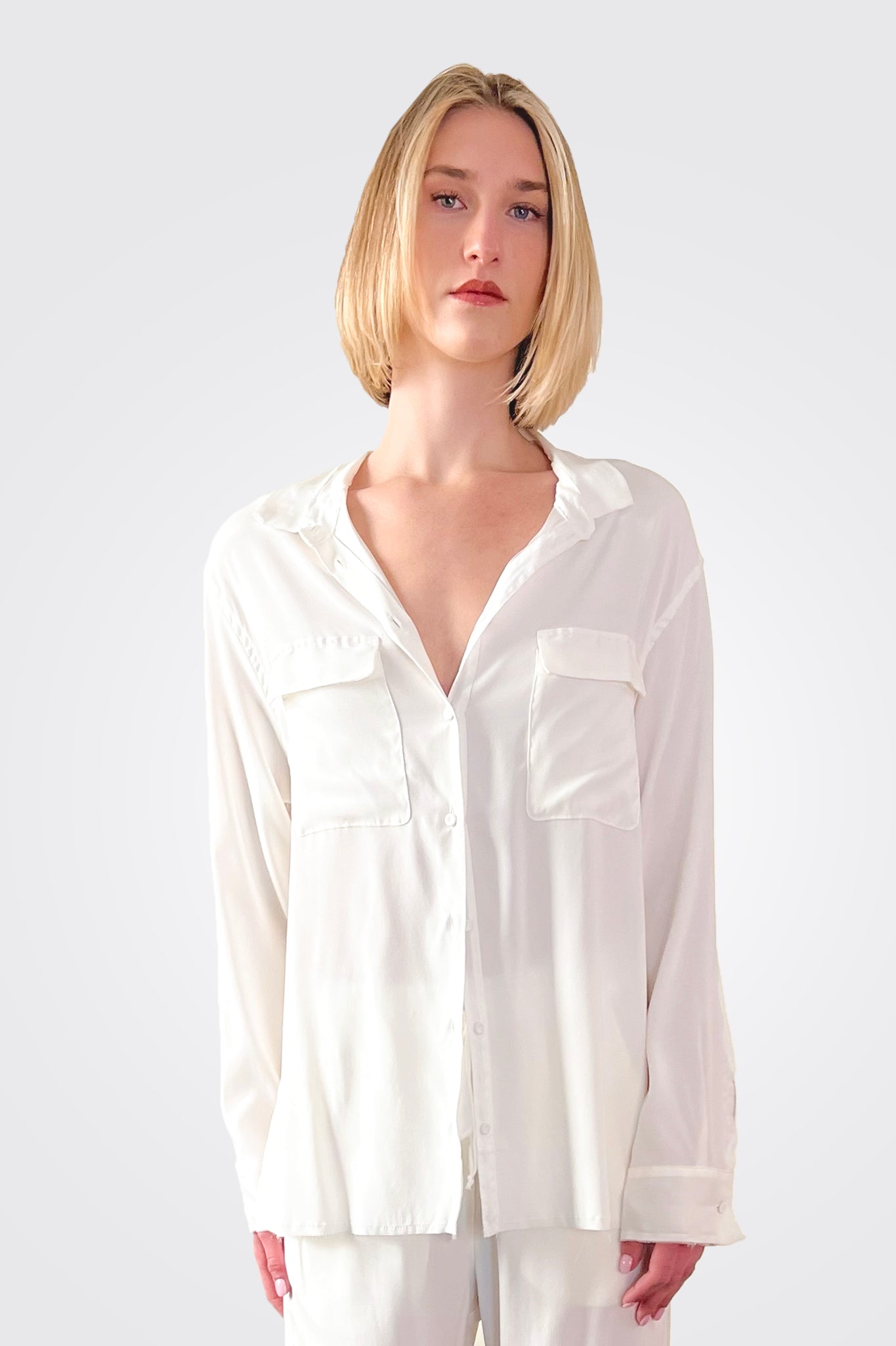 Silk Satin Shirt - Natural by Kristensen — alternate view