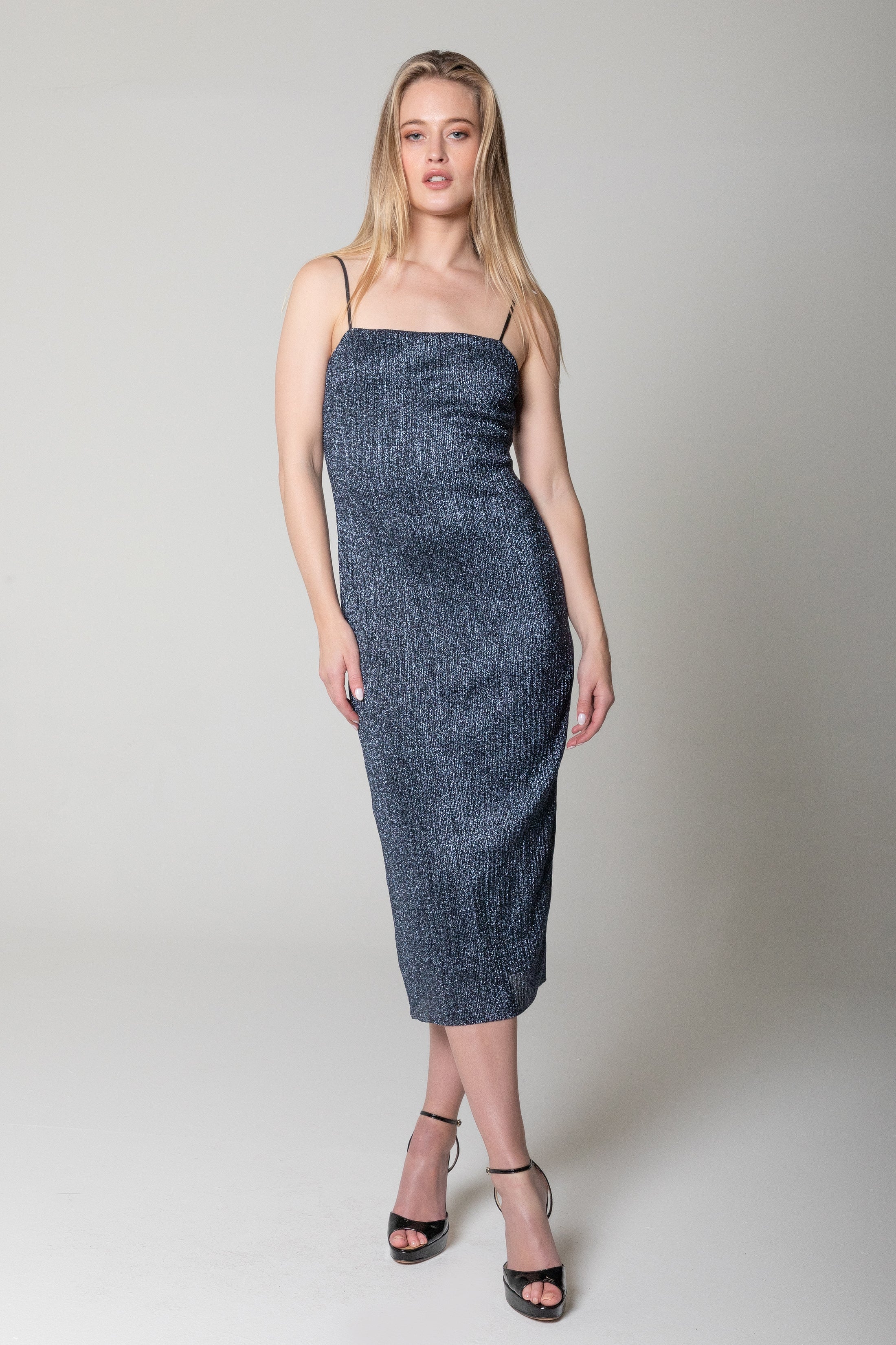 Sequin Midi Dress - Navy Black by Lavender Brown | 25 South Boutiques