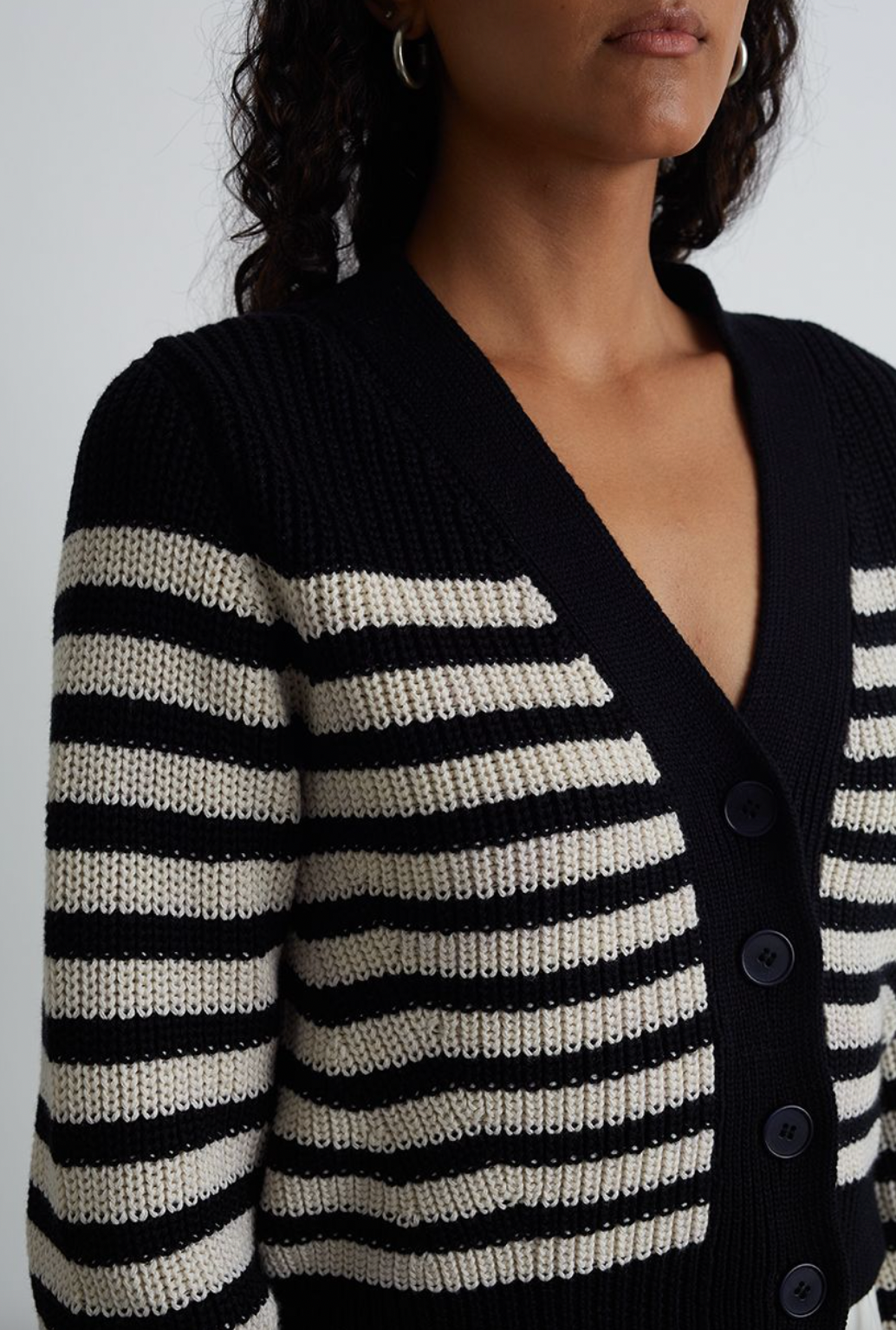 Isla Cardigan - Navy Ivory Stripe by Eleven Six — view 3